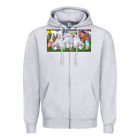 Heather Grey Easter Bunnies Zipper Hoodie - RanaPortraitStore