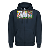 Navy Easter Bunnies Zipper Hoodie - RanaPortraitStore