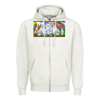 Oatmeal Heather Easter Bunnies Zipper Hoodie - RanaPortraitStore