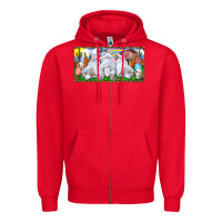 Red Easter Bunnies Zipper Hoodie - RanaPortraitStore