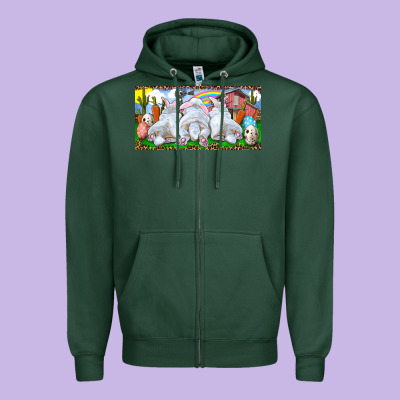 Easter Bunnies Zipper Hoodie Designed By Ranaportraitstore