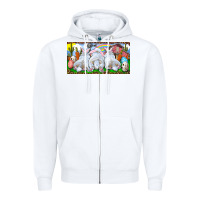 White Easter Bunnies Zipper Hoodie - RanaPortraitStore