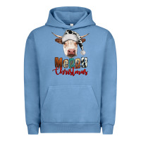 Pigment Pebble Blue merry christmas hereford cow Urban Hoodie - RanaPortraitStore