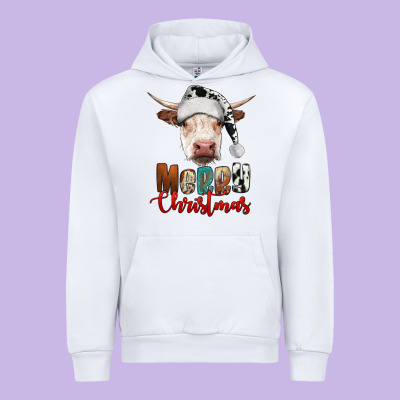 Merry Christmas Hereford Cow Urban Hoodie Designed By Ranaportraitstore