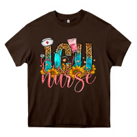 Chocolate Brown Western ICU Intensive Care Unit Nurse Heavy Core Tee - FaDigitalArtStudio