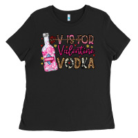 Black V is For Valentine Vodka Ladies Tee - CowhideDigitalArt