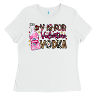 White V is For Valentine Vodka Ladies Tee - CowhideDigitalArt