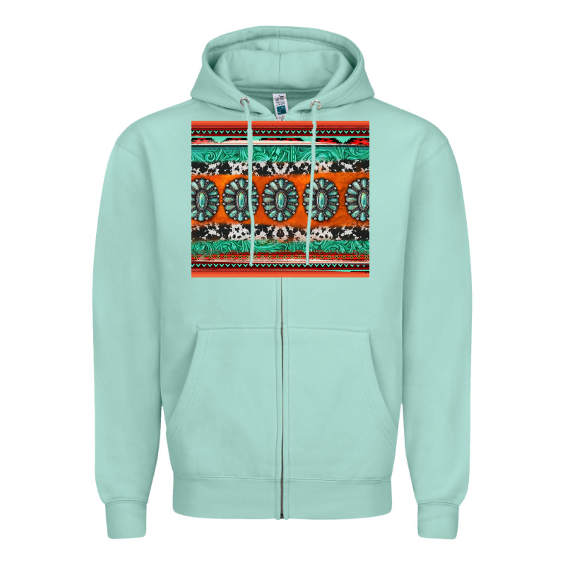 Turquoise Gemstone Western Zipper Hoodie by Jasminsmagicworld | Teevron