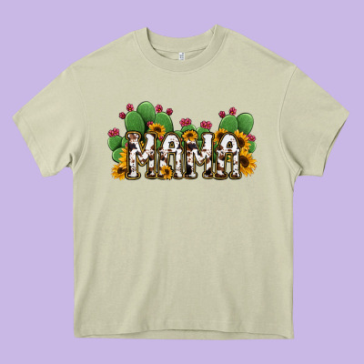 Cactus Cowhide Sunflower Mama And Mini Set Heavy Core Tee Designed By Jasminsmagicworld