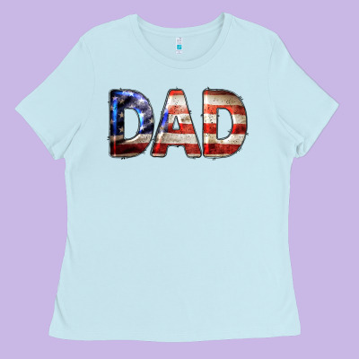 American Flag Dad 4th Of July Ladies Tee Designed By Lillyallendesigns