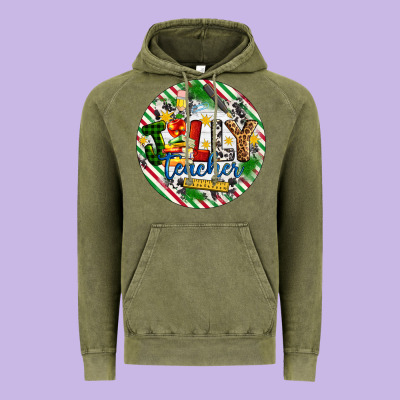 Christmas Jolly Teacher Vintage Hoodie Designed By Artiststas