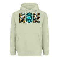 Matcha Sunflower Cowhide Turquoise Gemstone Mom Heavyweight Hoodie - Jasminsmagicworld