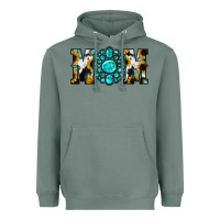 Sage Sunflower Cowhide Turquoise Gemstone Mom Heavyweight Hoodie - Jasminsmagicworld