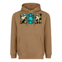 Toasted Coconut Sunflower Cowhide Turquoise Gemstone Mom Heavyweight Hoodie - Jasminsmagicworld