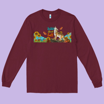 Wild About Fall Coyote Long Sleeve Tee Designed By Lillyallendesigns