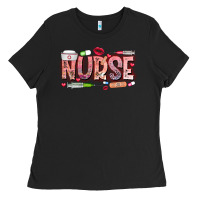 Black Nurse Valentine Ladies Tee - CowhideDigitalArt