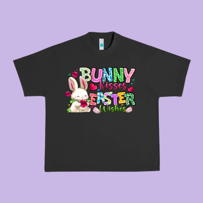 Bunny Kisses Easter Wishes Urban Heavy Tee Designed By Cowhidedigitalart