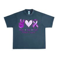 Midnight Navy Peace Love Cure Odgkins Lympoma Urban Heavy Tee - Jasminsmagicworld