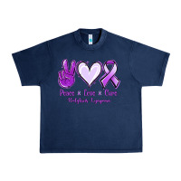 Navy Peace Love Cure Odgkins Lympoma Urban Heavy Tee - Jasminsmagicworld