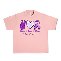 Salmon Peace Love Cure Odgkins Lympoma Urban Heavy Tee - Jasminsmagicworld