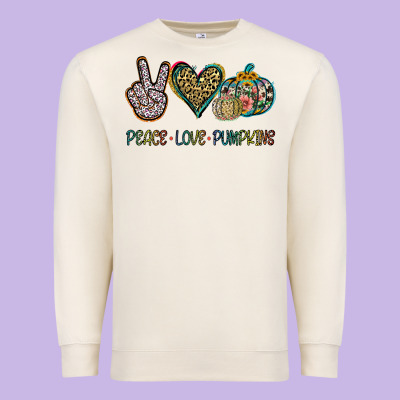 Peace Love Pumkins Premium Sweatshirt Designed By Jasminsmagicworld
