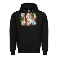 Black Easter Bunny With Quail Eggs And Daisy Zipper Hoodie - RanaPortraitStore