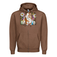 Chestnut Easter Bunny With Quail Eggs And Daisy Zipper Hoodie - RanaPortraitStore