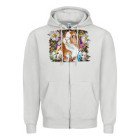 Dove Grey Easter Bunny With Quail Eggs And Daisy Zipper Hoodie - RanaPortraitStore