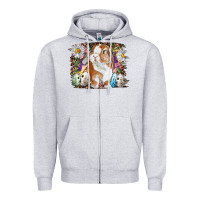 Heather Grey Easter Bunny With Quail Eggs And Daisy Zipper Hoodie - RanaPortraitStore