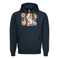 Navy Easter Bunny With Quail Eggs And Daisy Zipper Hoodie - RanaPortraitStore