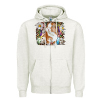 Oatmeal Heather Easter Bunny With Quail Eggs And Daisy Zipper Hoodie - RanaPortraitStore