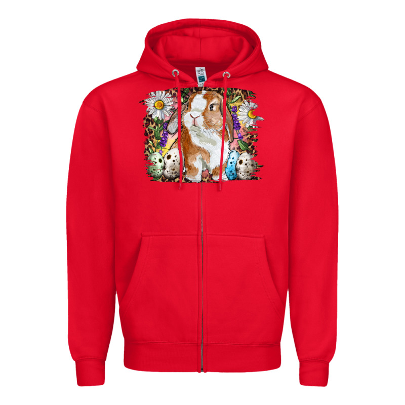 Easter Bunny With Quail Eggs And Daisy Zipper Hoodie by RanaPortraitStore | Teevron