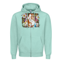Seafoam Easter Bunny With Quail Eggs And Daisy Zipper Hoodie - RanaPortraitStore