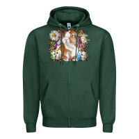 Sports Green Easter Bunny With Quail Eggs And Daisy Zipper Hoodie - RanaPortraitStore