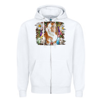 White Easter Bunny With Quail Eggs And Daisy Zipper Hoodie - RanaPortraitStore