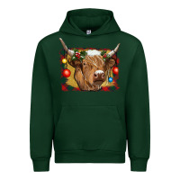 Forest Green highland cow christmas Urban Hoodie - RanaPortraitStore