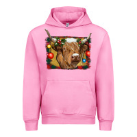 Fuchsia Pink highland cow christmas Urban Hoodie - RanaPortraitStore