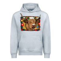 Heather Grey highland cow christmas Urban Hoodie - RanaPortraitStore