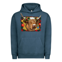 Pigment Midnight Navy highland cow christmas Urban Hoodie - RanaPortraitStore