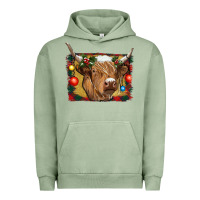 Pigment Oil Green highland cow christmas Urban Hoodie - RanaPortraitStore