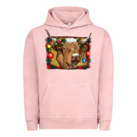 Pigment Salmon highland cow christmas Urban Hoodie - RanaPortraitStore