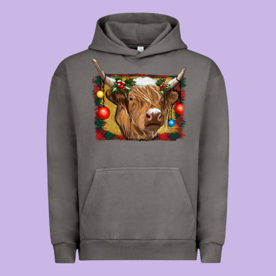 Highland Cow Christmas Urban Hoodie Designed By Ranaportraitstore