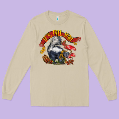 It's Fall Y'all Skunk Long Sleeve Tee Designed By Lillyallendesigns
