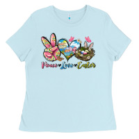 Baby Blue Peace love Easter Ladies Tee - LillyAllenDesigns