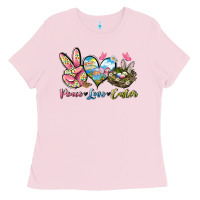 Bubblegum Pink Peace love Easter Ladies Tee - LillyAllenDesigns
