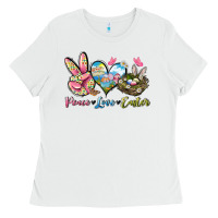 White Peace love Easter Ladies Tee - LillyAllenDesigns