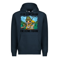Navy if i've gone missin' i've gone fishin' Premium Hoodie - BarkalooDesign