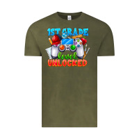 Vintage Olive 1st Grade Level Unlocked Vintage Tee - CowhideDigitalArt