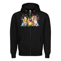 Black Easter bunny and chicks with floral Zipper Hoodie - RanaPortraitStore