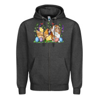 Easter Bunny And Chicks With Floral Zipper Hoodie | Teevron